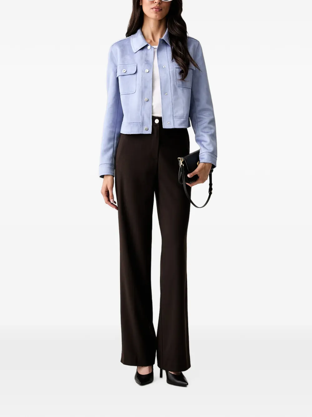 Morgan Flap-pocket Cropped Jacket In Blau