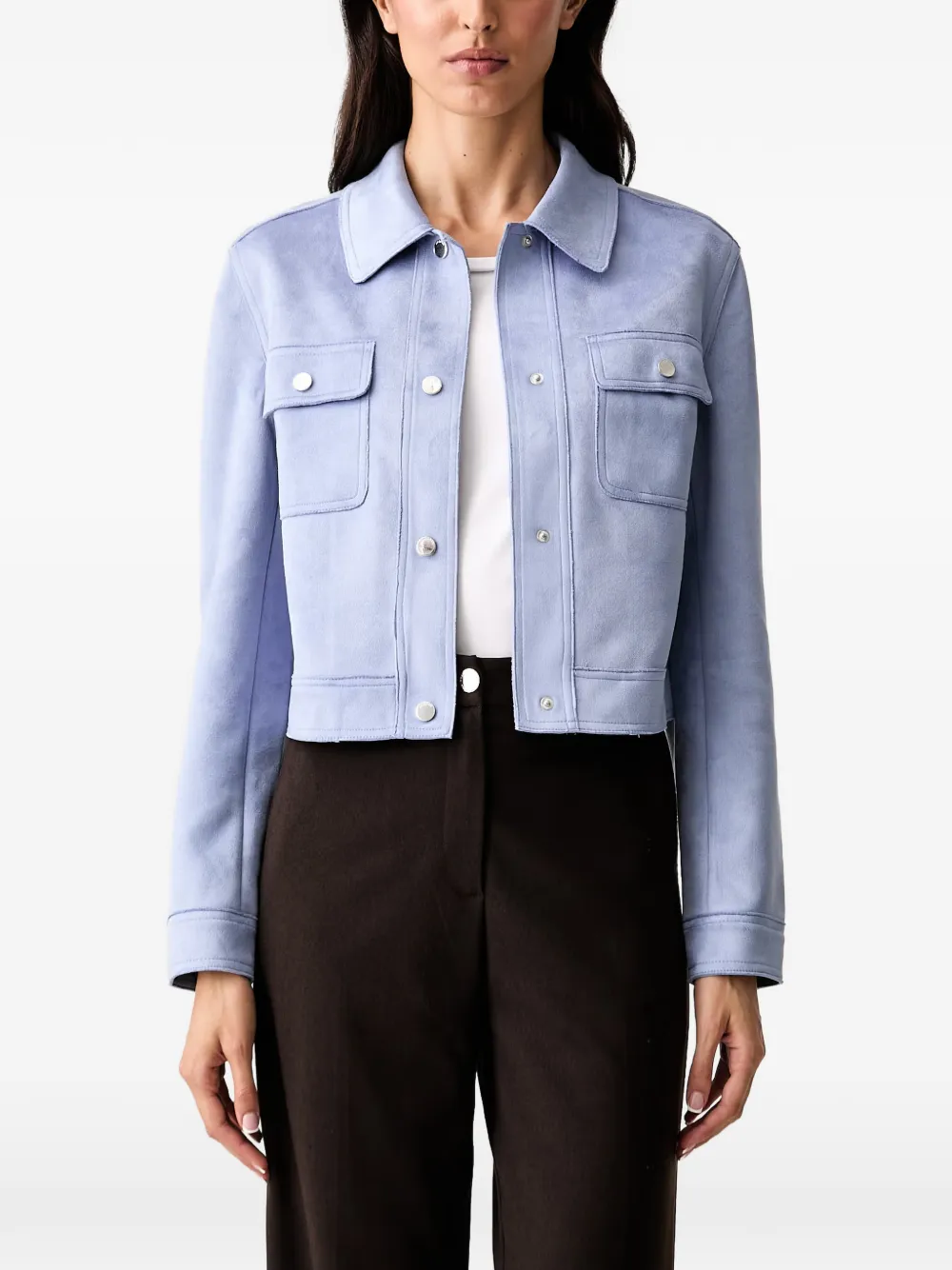 Morgan Flap-pocket Cropped Jacket In Blau