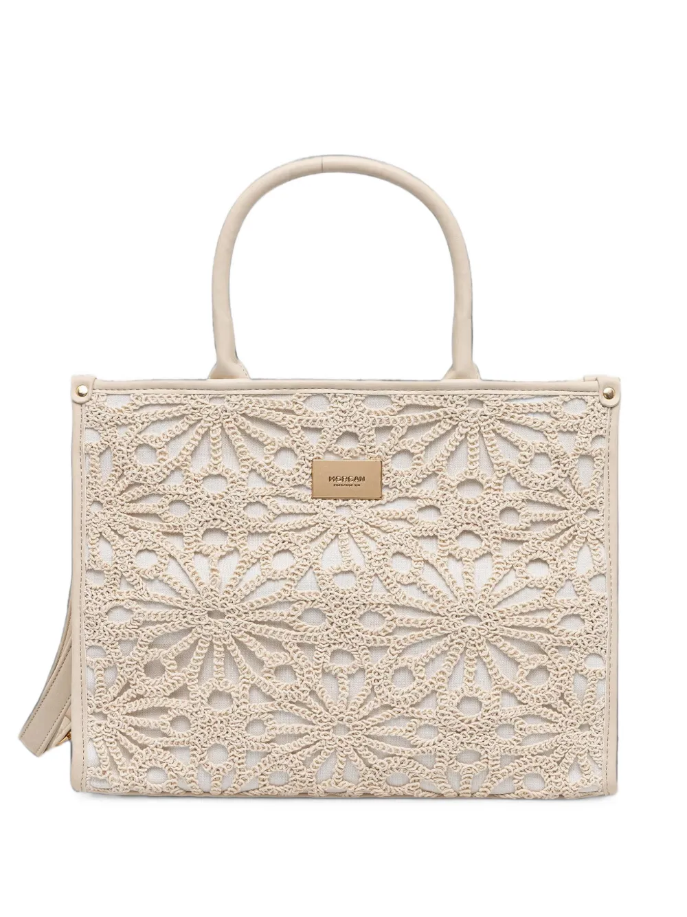 Morgan Crochet-knit Tote Bag In Neutrals
