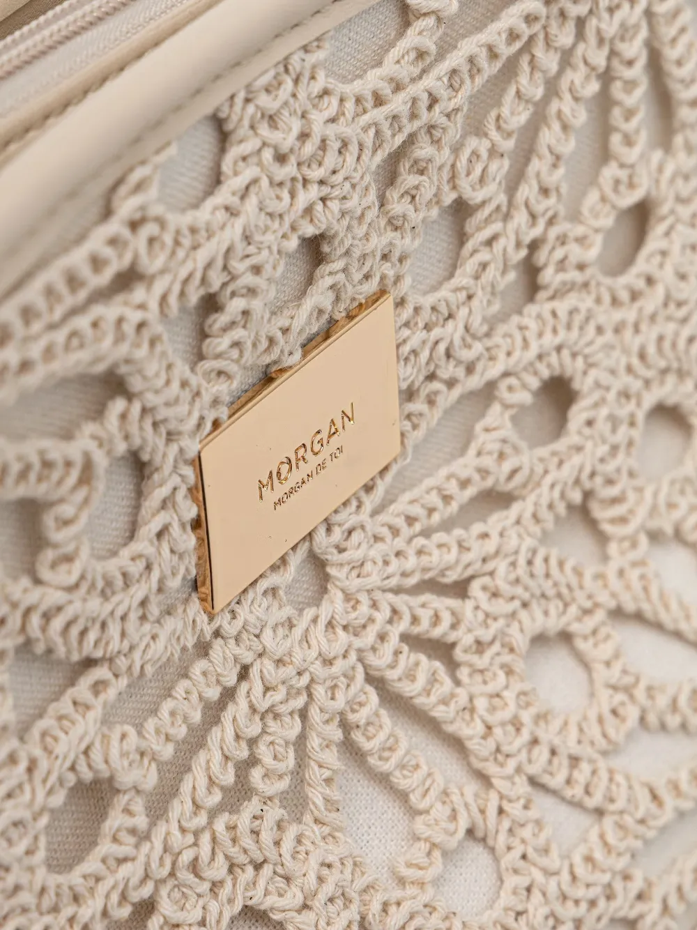 Morgan Gehaakte shopper Beige