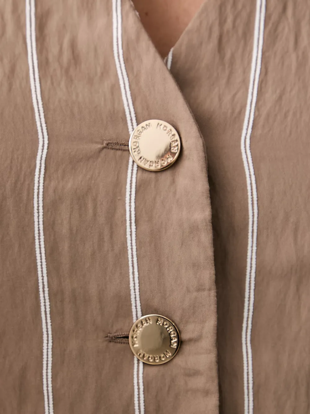 Morgan Gestreepte jumpsuit met wijde pijpen Beige