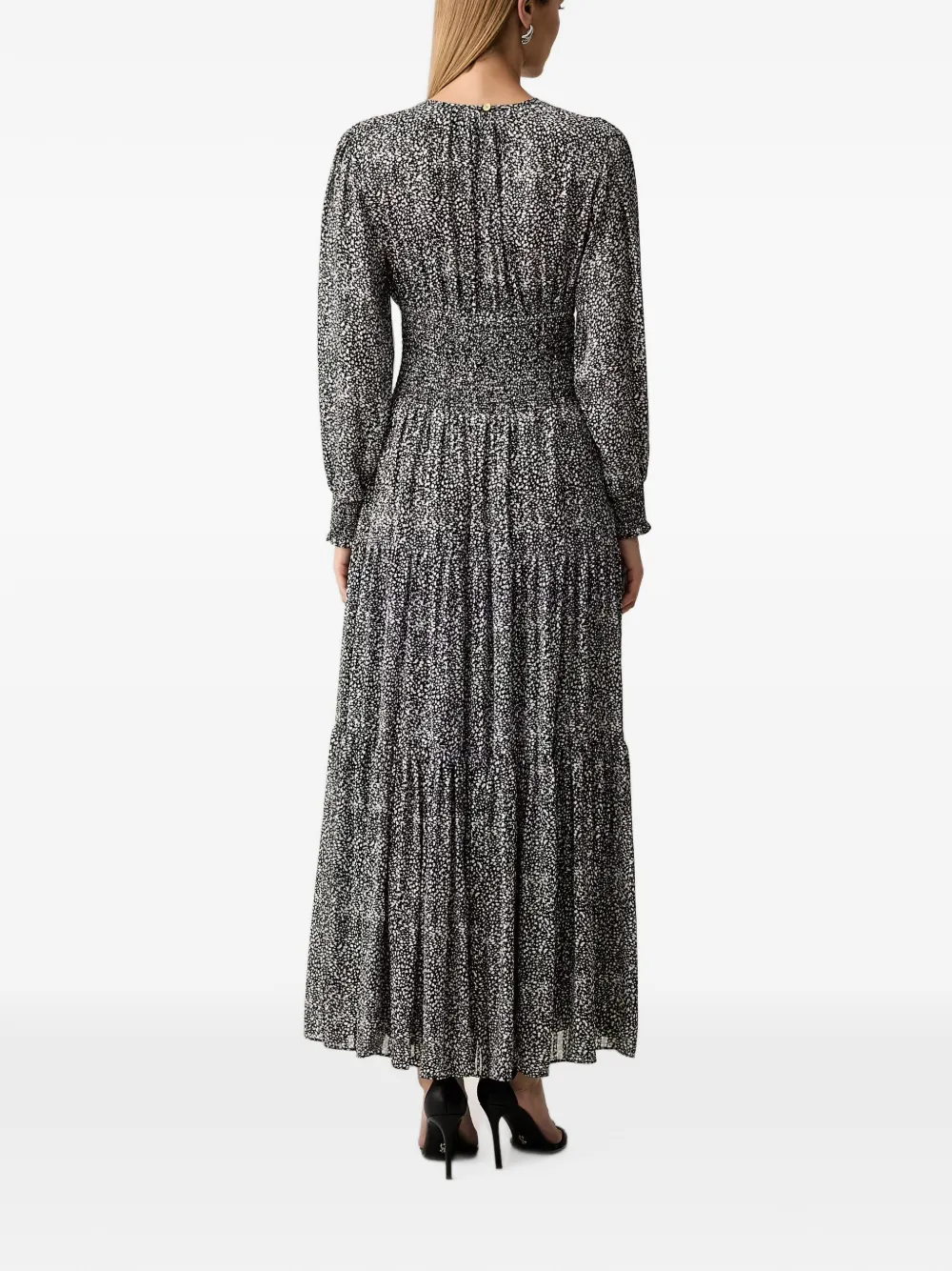 Michael Kors Gesmockte georgette maxi-jurk met print Zwart