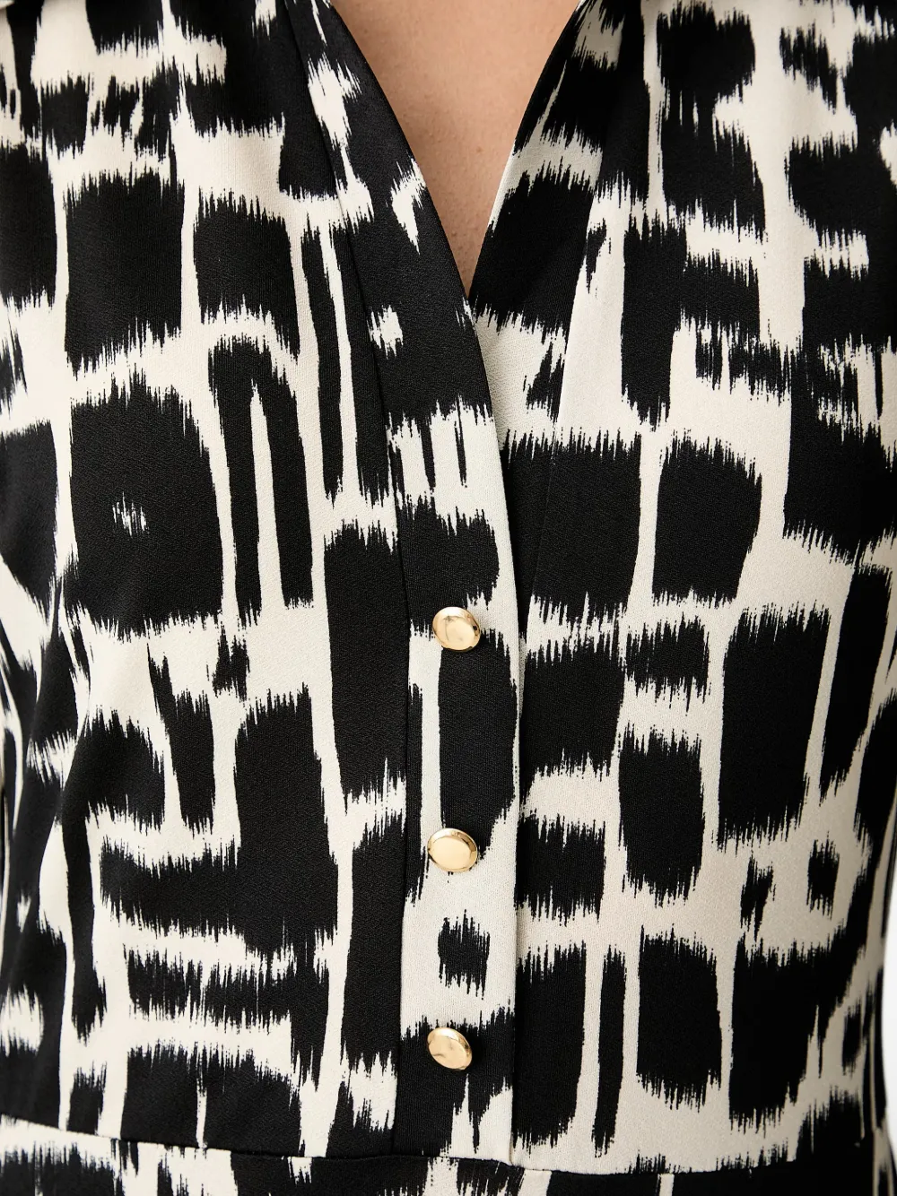Morgan Button-down midi-jurk met abstracte print Zwart