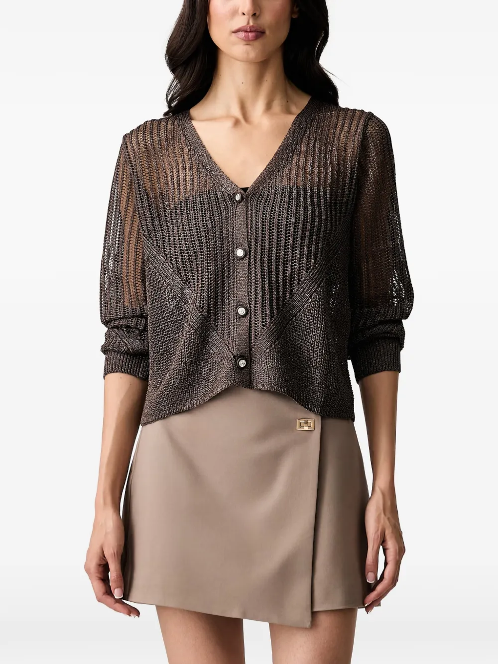 Morgan open-knit V-neck cardigan