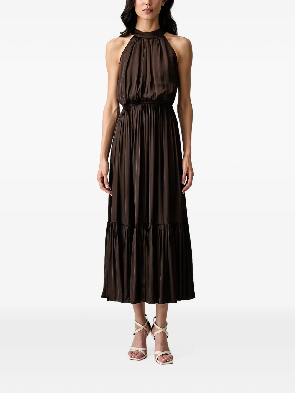 Morgan halterneck pleated maxi dress - Marron Morgan halterneck pleated maxi dress - Marron