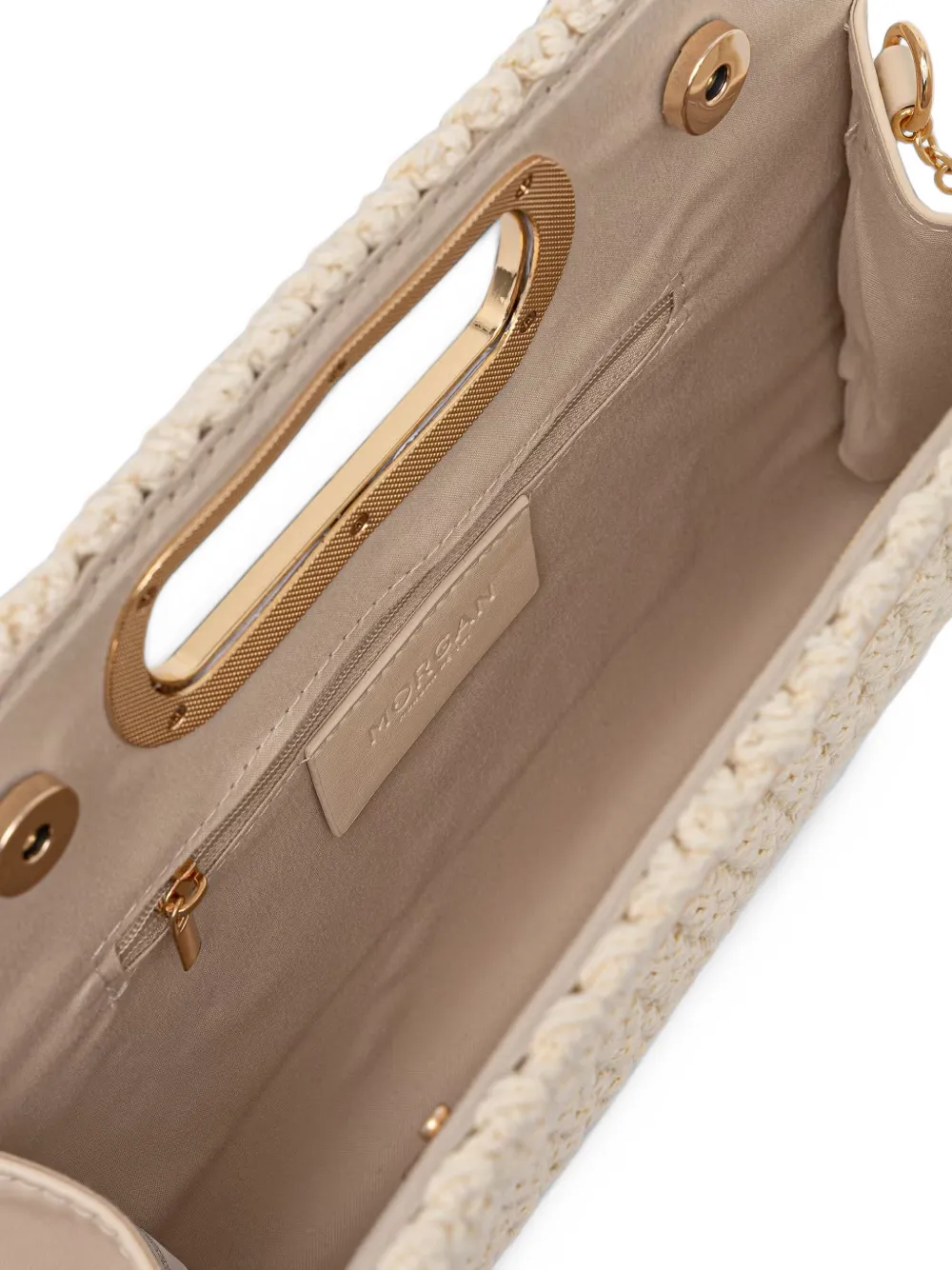 Morgan Gehaakte clutch met uitgesneden details Beige