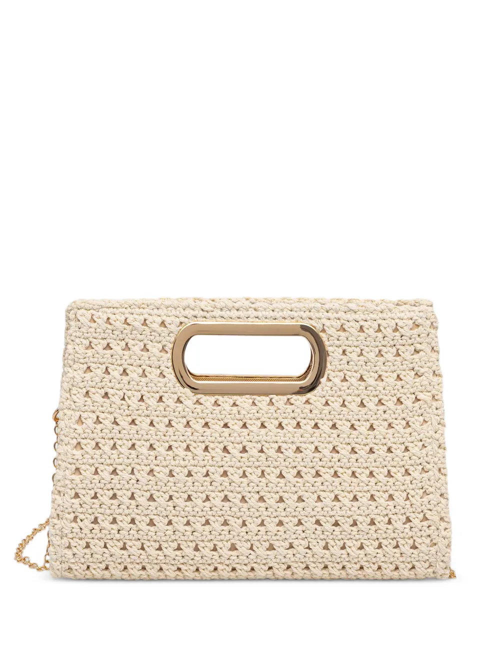 Morgan crochet cut-out clutch bag - Nude