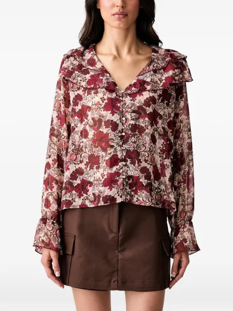 Morgan floral-print ruffled blouse