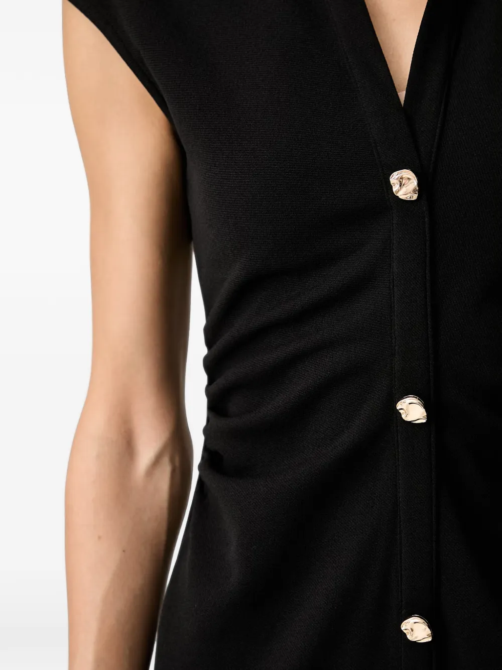 Morgan Midi-jurk met knopen en ruches Zwart