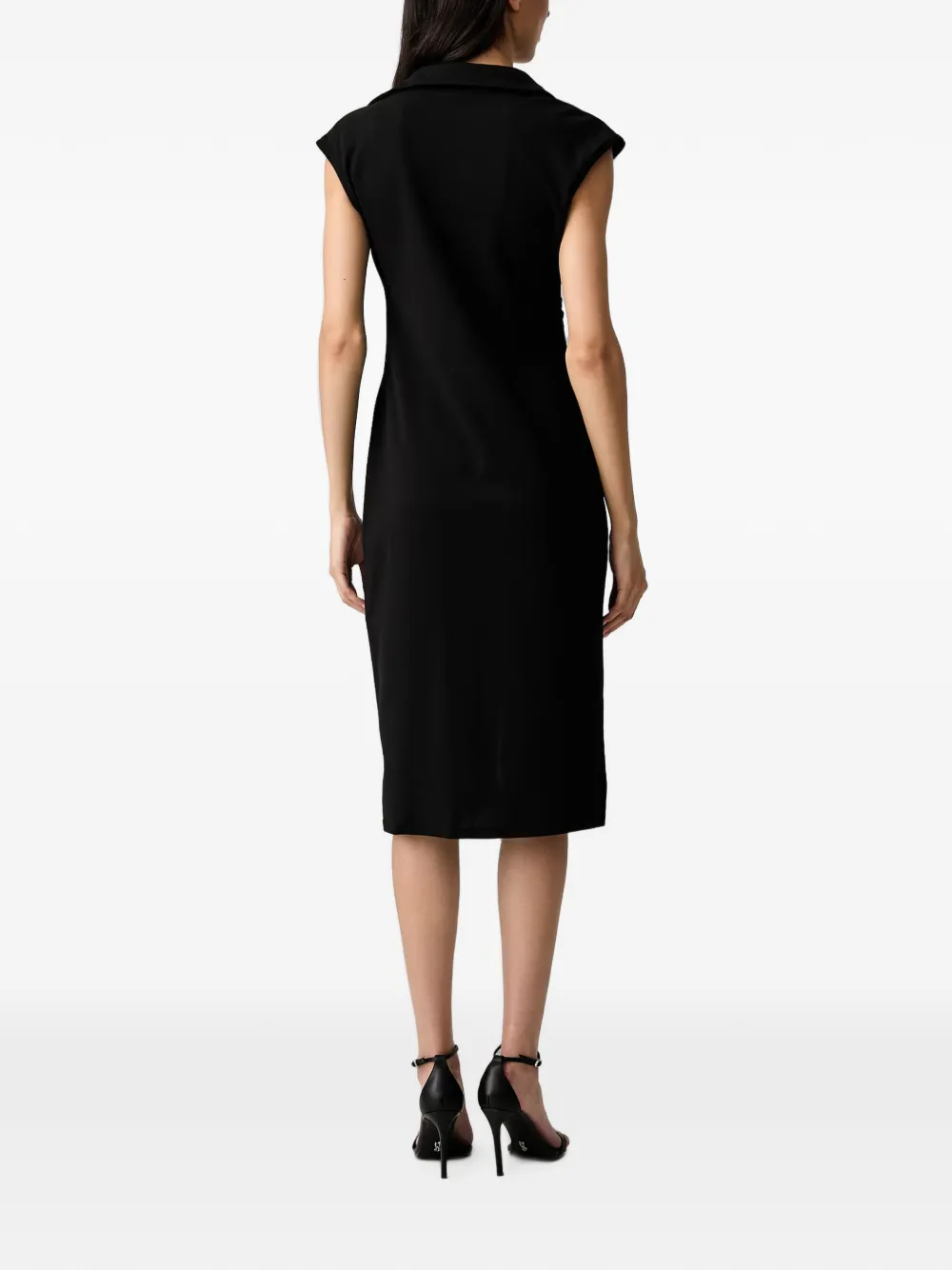 Morgan Midi-jurk met knopen en ruches Zwart