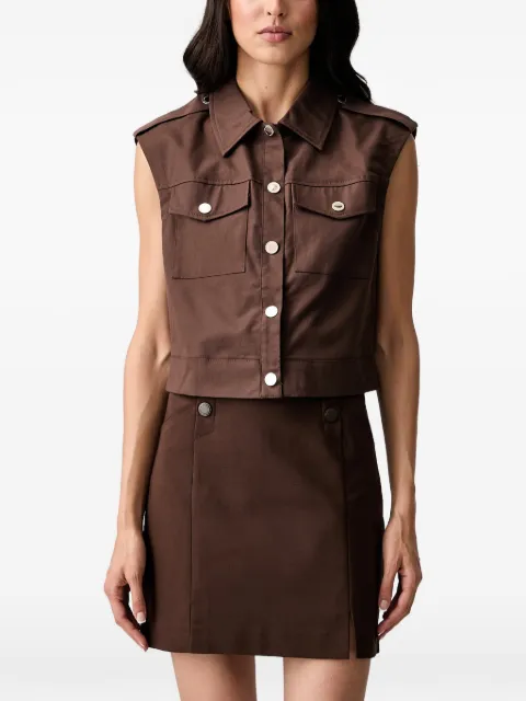 Morgan button-up sleeveless shirt jacket