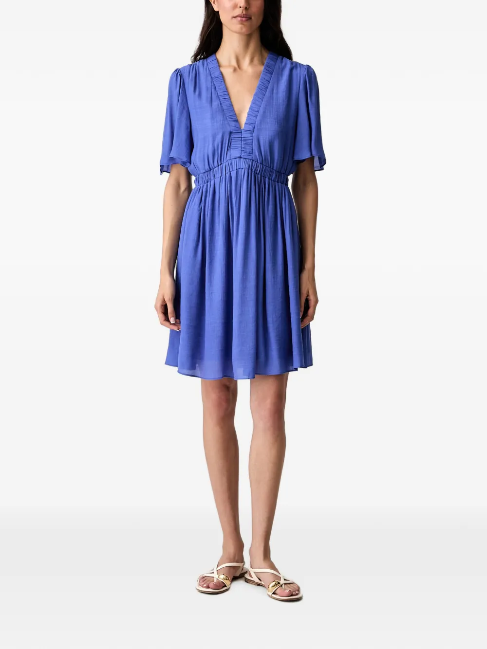 Morgan gathered V-neck mini dress