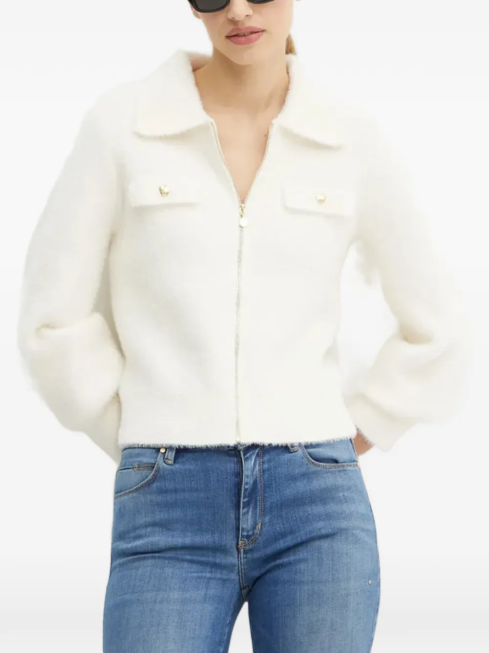 Morgan zip-up knit sweater