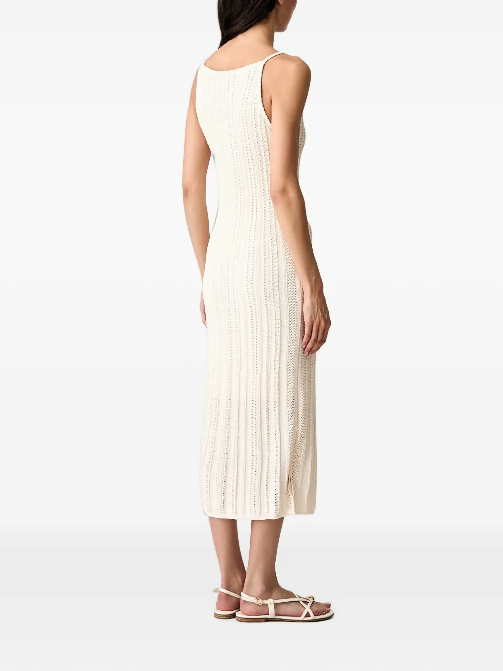 Morgan Pointellegebreide midi-jurk met zondetail Beige