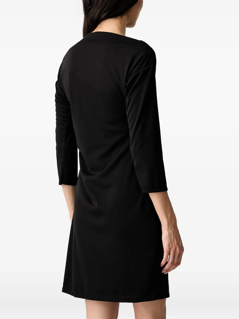 Morgan Mini-jurk met asymmetrische hals en gesmockte taille Zwart