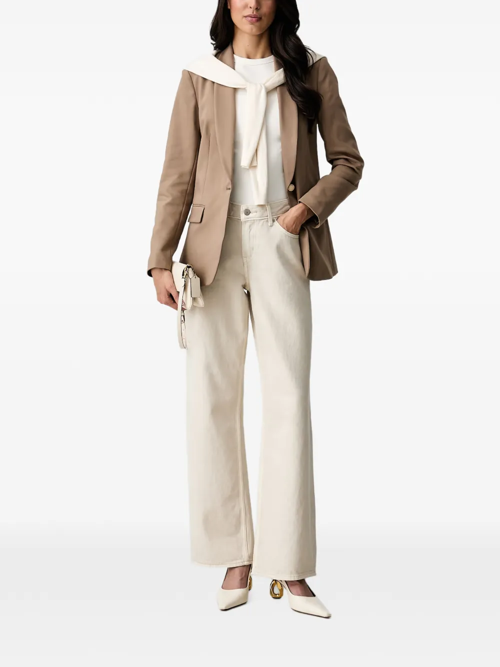 Morgan Blazer met sjaalkraag Beige
