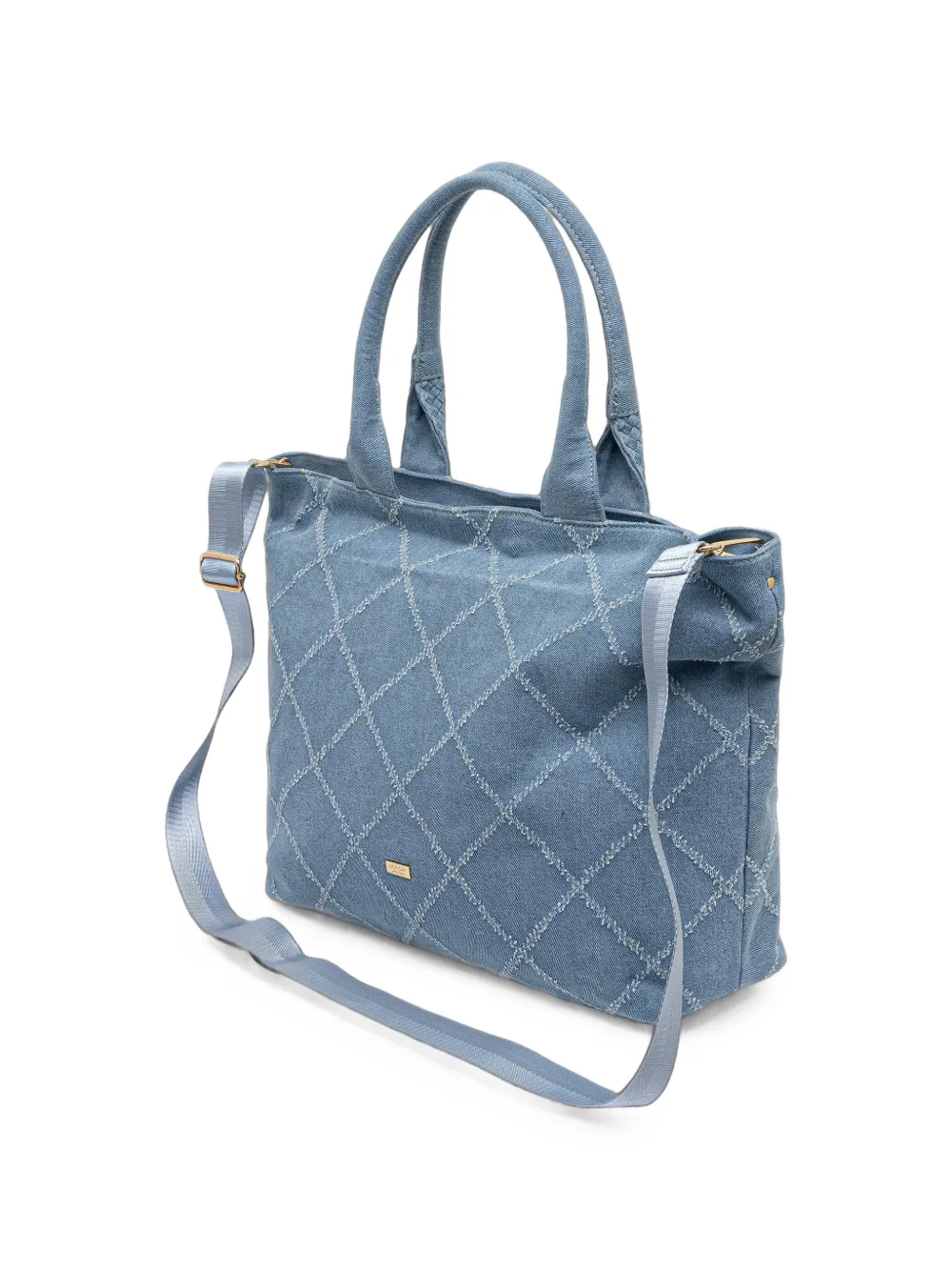 Morgan Denim gewatteerde shopper met ruitpatroon Blauw