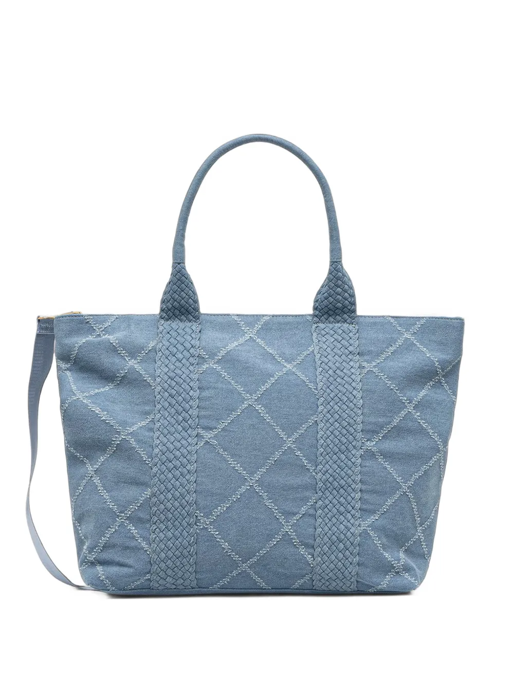 Morgan diamond-quilted denim tote bag - Blu