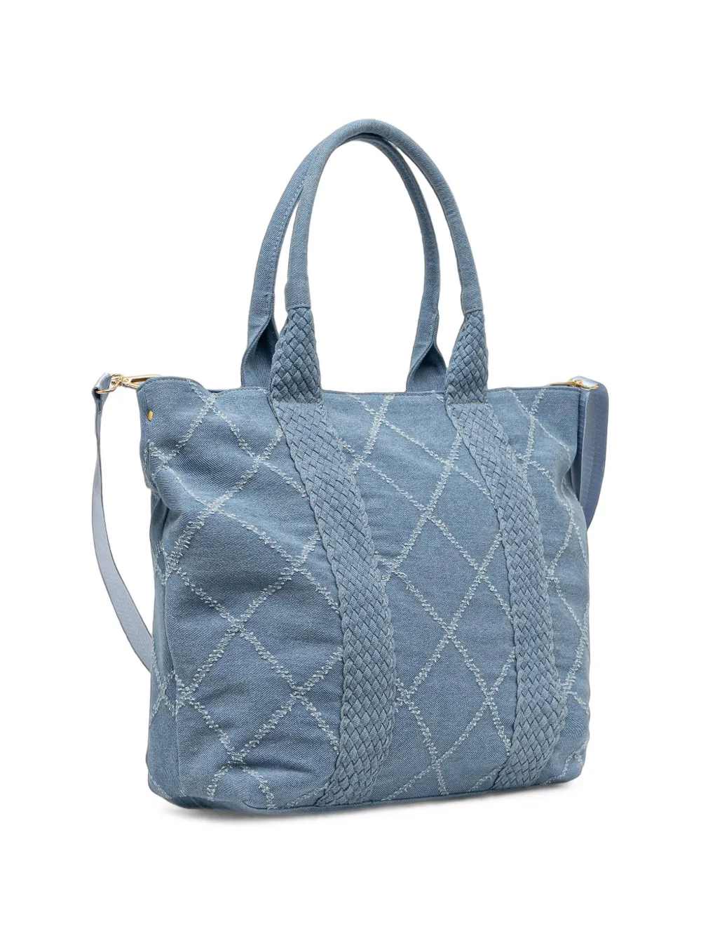 Morgan Denim gewatteerde shopper met ruitpatroon Blauw