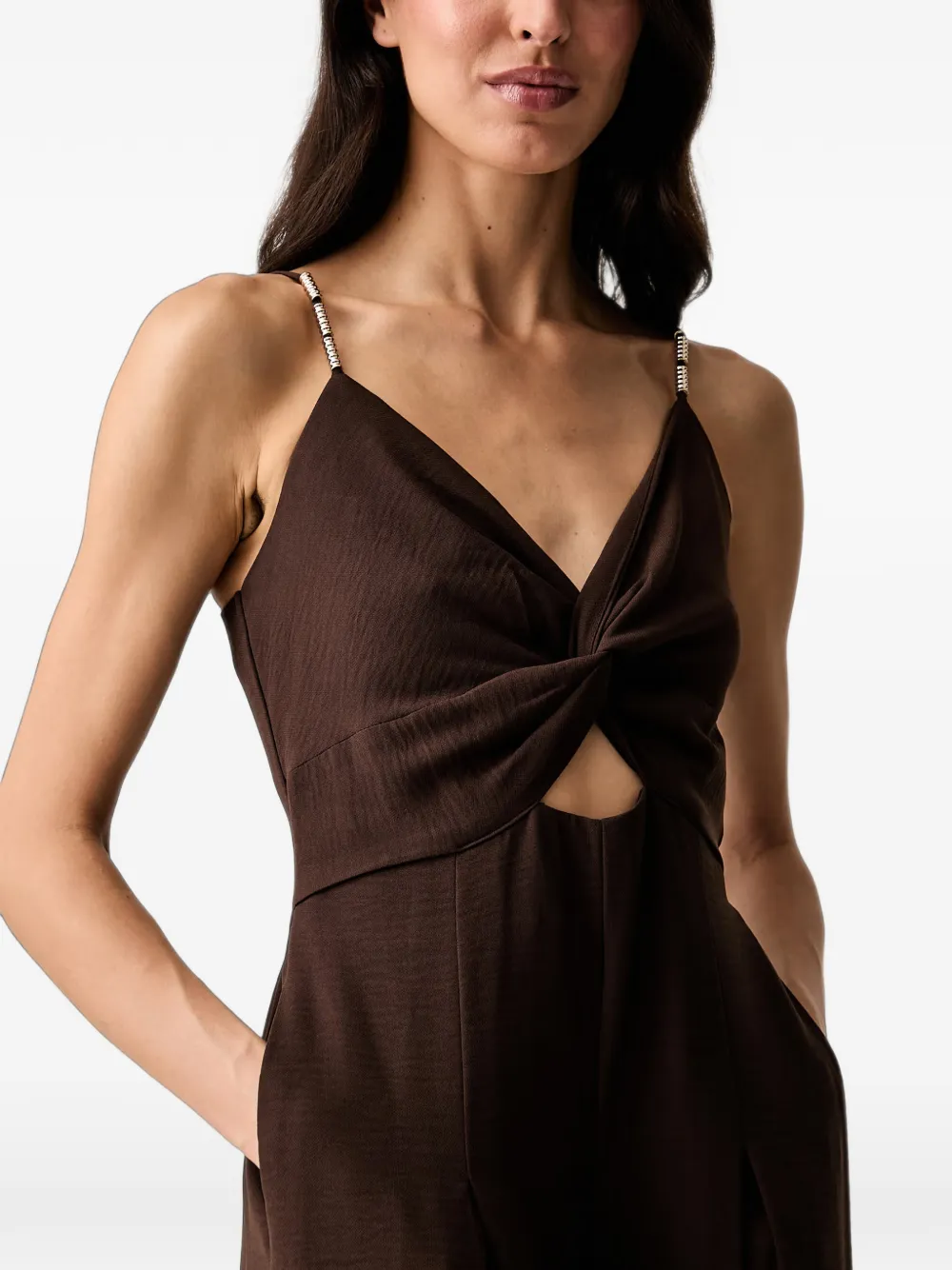 Morgan Jumpsuit met gedraaid detail en uitgesneden details Bruin
