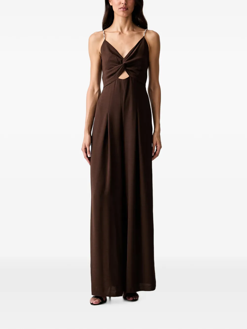 Morgan twist-detail cutout jumpsuit - Marrone