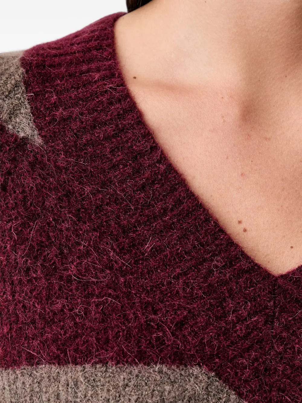 Mos Mosh Gestreepte trui met V-hals Rood