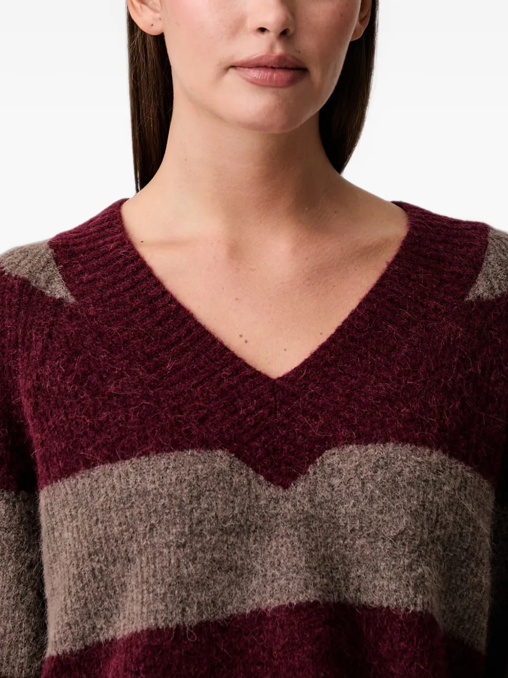 Mos Mosh Gestreepte trui met V-hals Rood