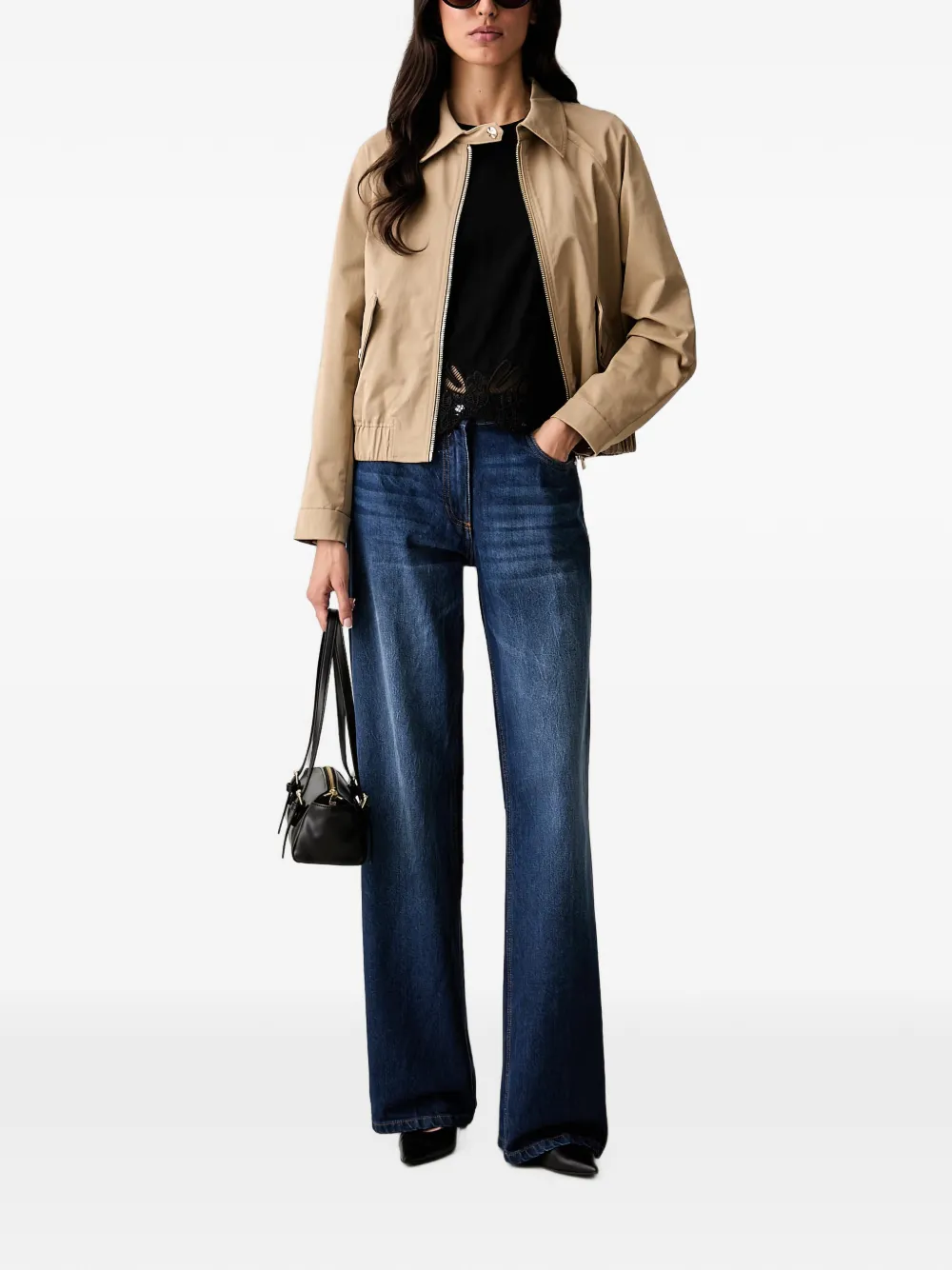 Morgan Shirtjack met elastische afwerking Beige