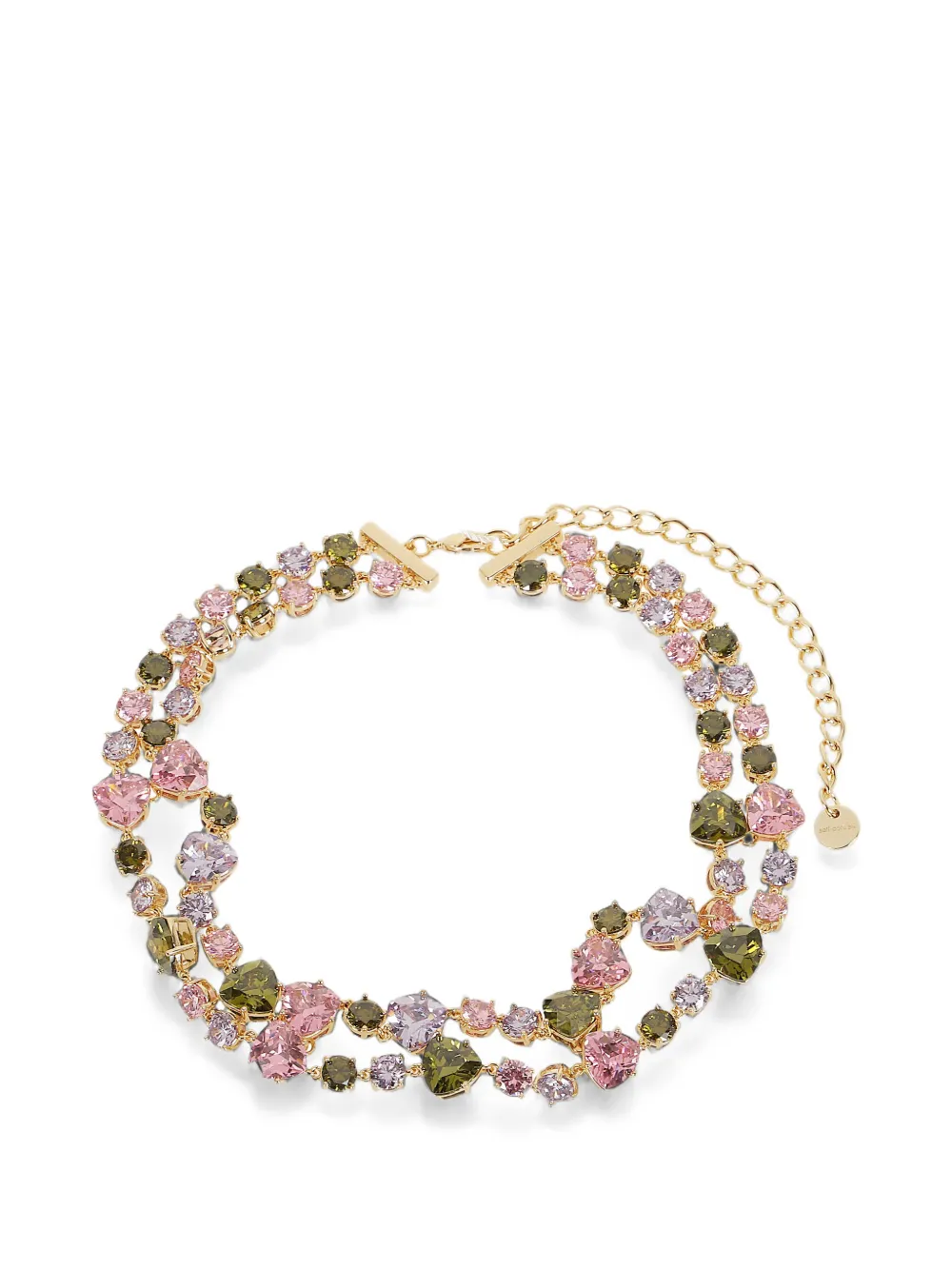 Self-Portrait crystal-embellished double-strand necklace - Oro