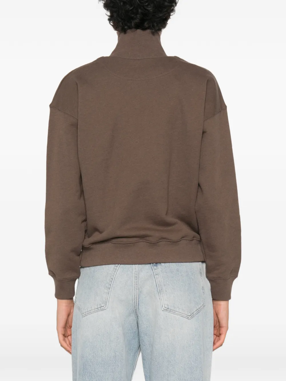 Maison Kitsuné Trui met logo-patch en korte rits Bruin