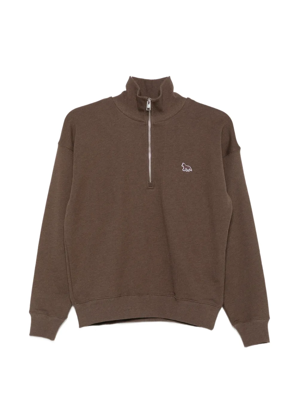 Maison Kitsuné logo-patch quarter-zip sweater - Marrone