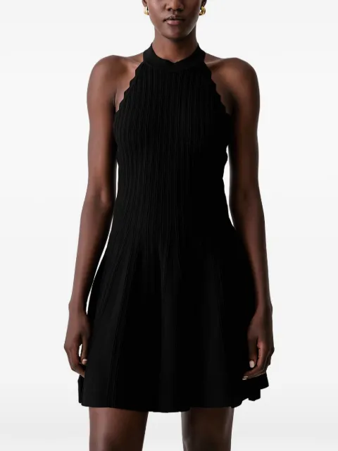 Morgan scalloped-edge ribbed-knit mini dress