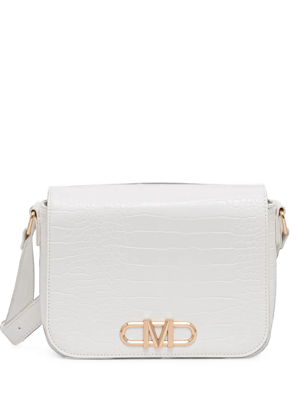 Morgan Croc-effect Logo-plaque Shoulder Bag In White