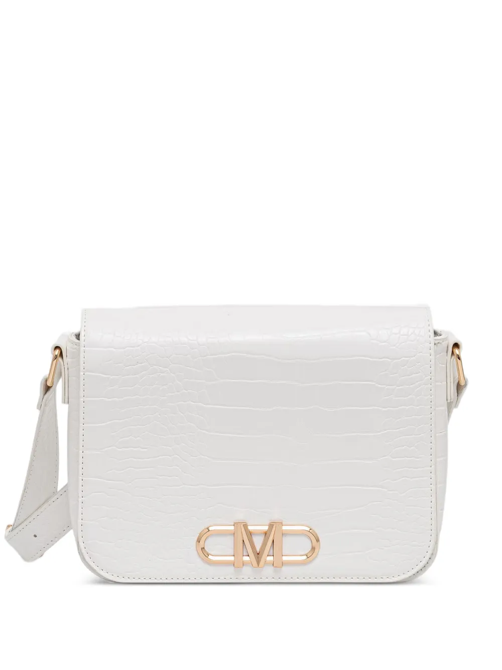 Morgan croc-effect logo-plaque shoulder bag - Bianco