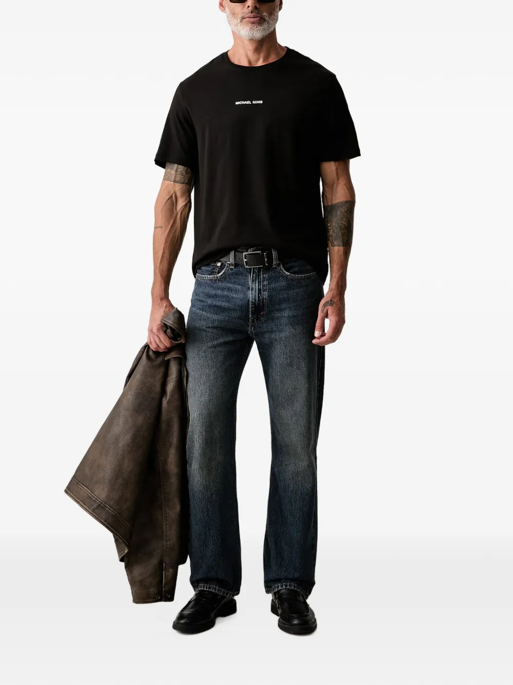 Michael Kors Katoenen jersey T-shirt met logo Zwart