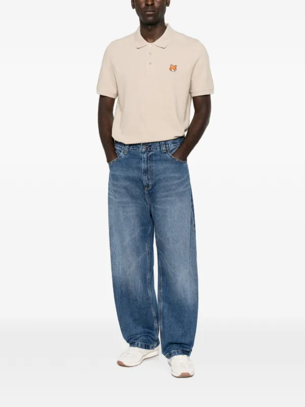 Maison Kitsuné Fox Head Patch Polo Shirt | ニュートラル | FARFETCH JP