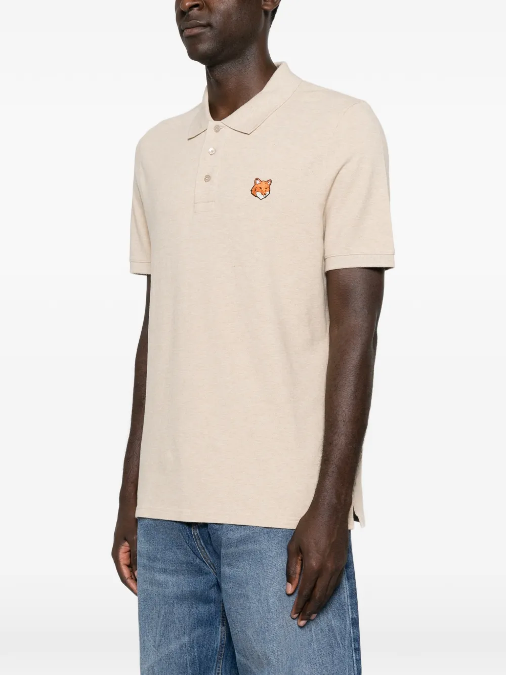 Maison Kitsuné Poloshirt met patch Beige