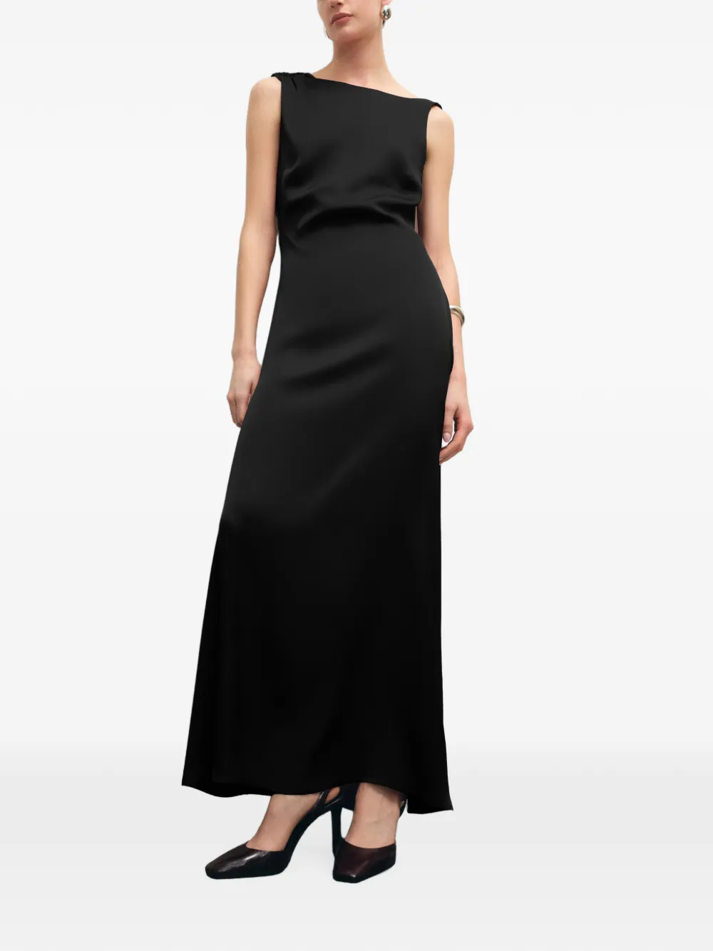 Marcella Laurel maxi-jurk met asymmetrische band Zwart