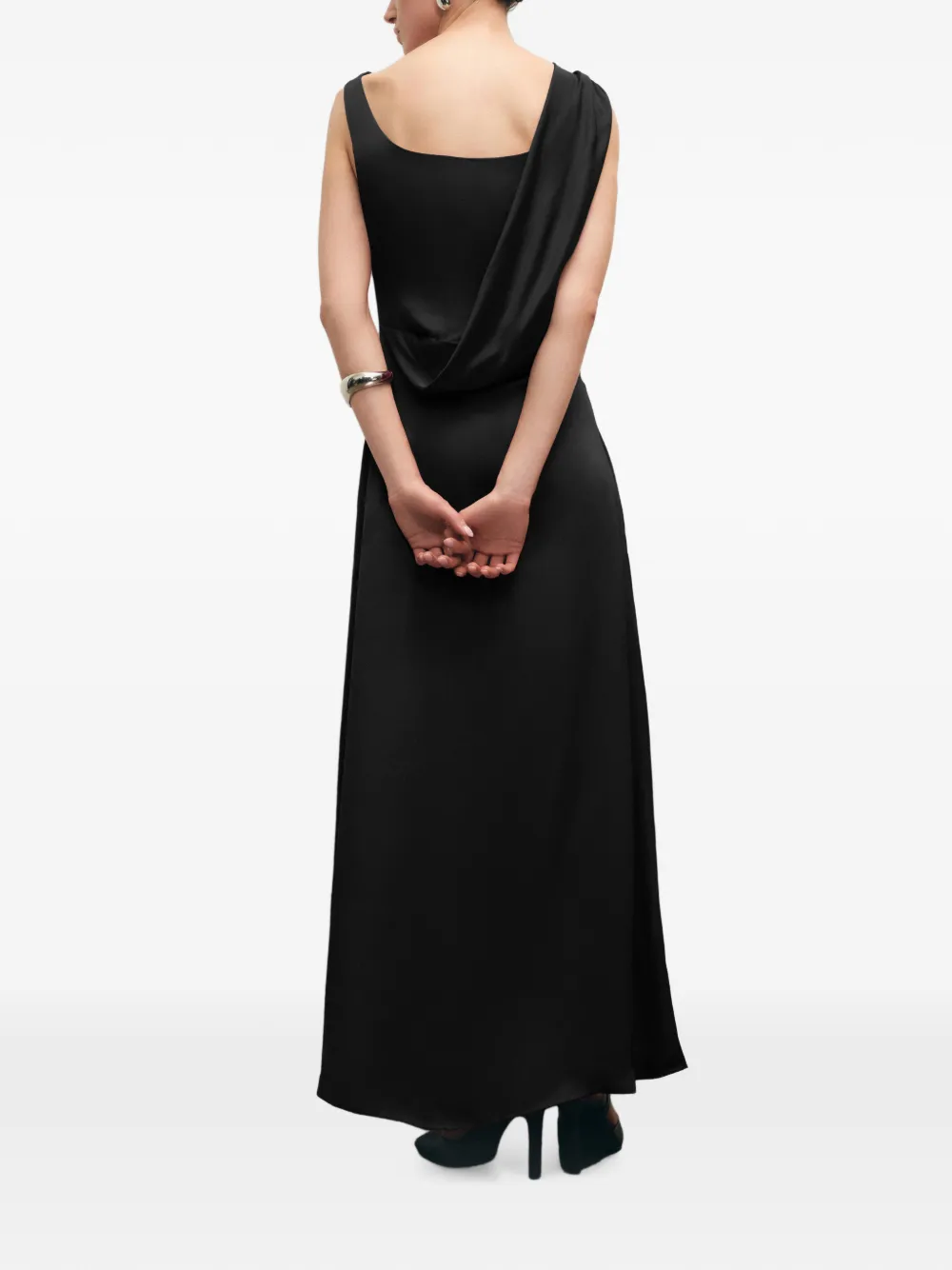 Marcella Laurel maxi-jurk met asymmetrische band Zwart