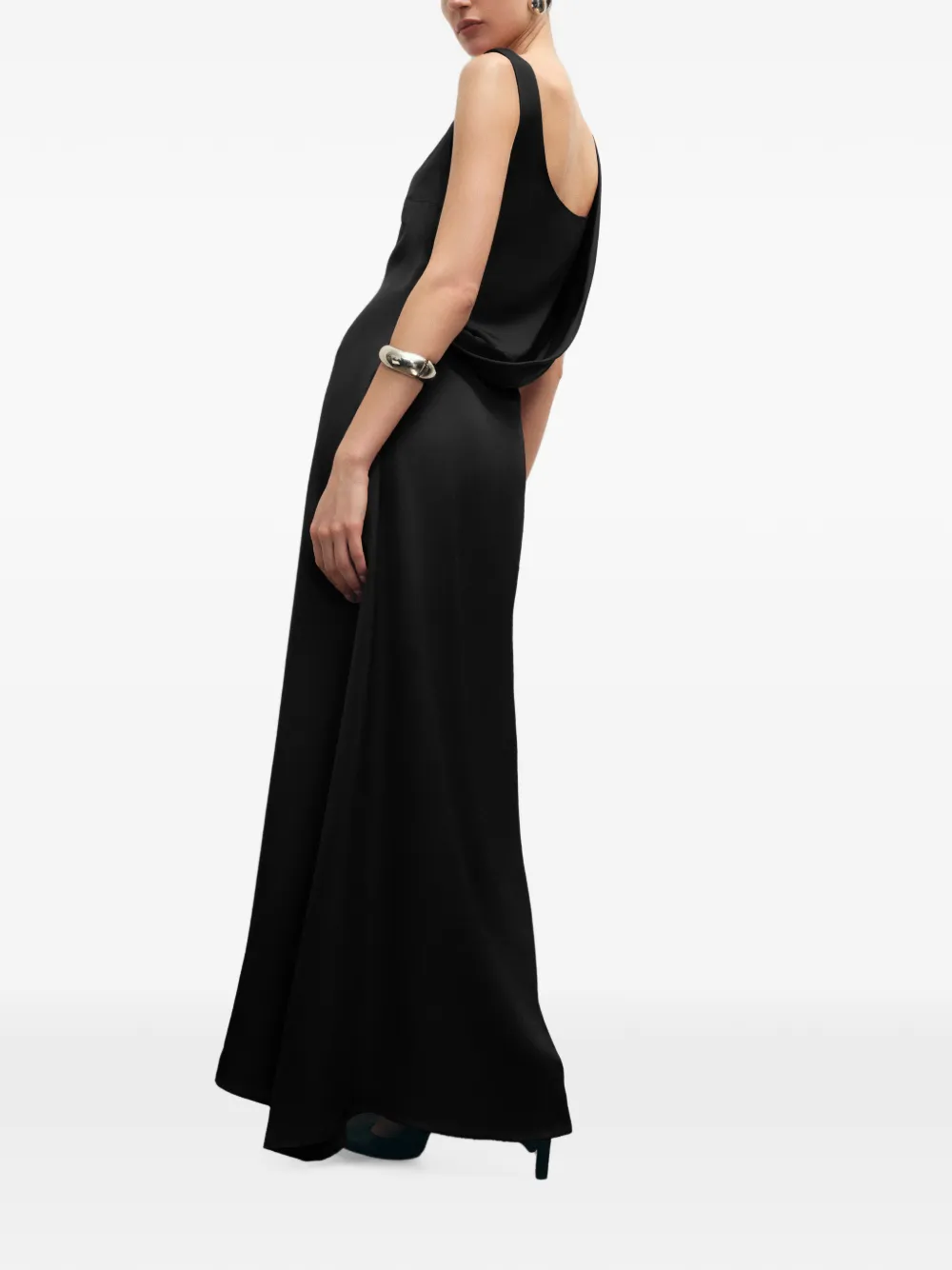 Marcella Laurel maxi-jurk met asymmetrische band Zwart