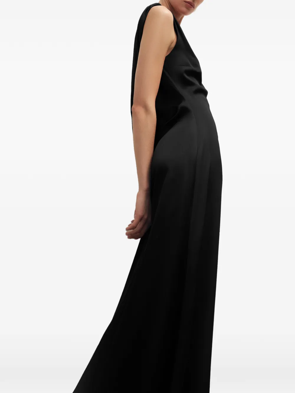 Marcella Laurel maxi-jurk met asymmetrische band Zwart