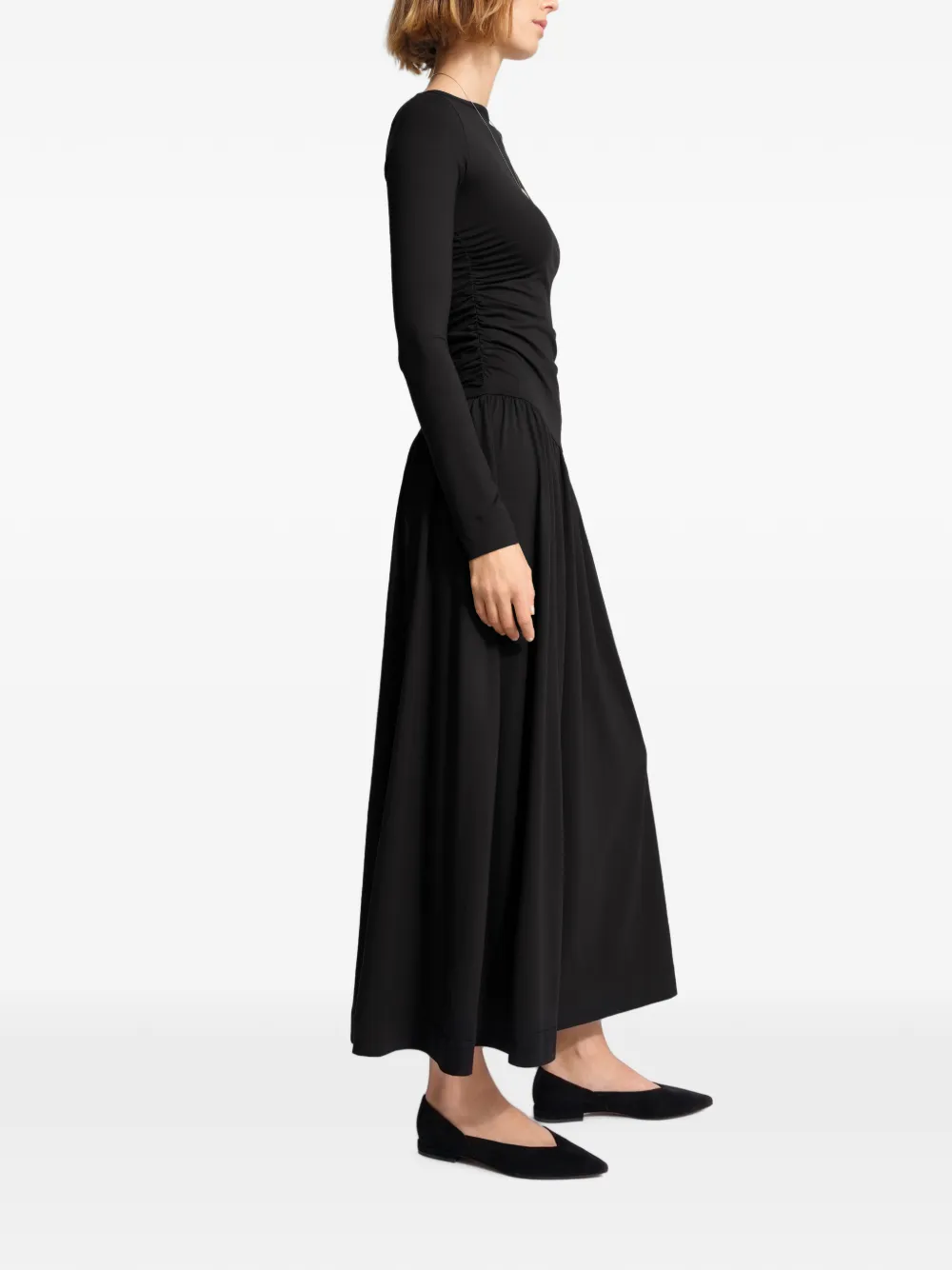Marcella Lumi maxi-jurk met ruches Zwart