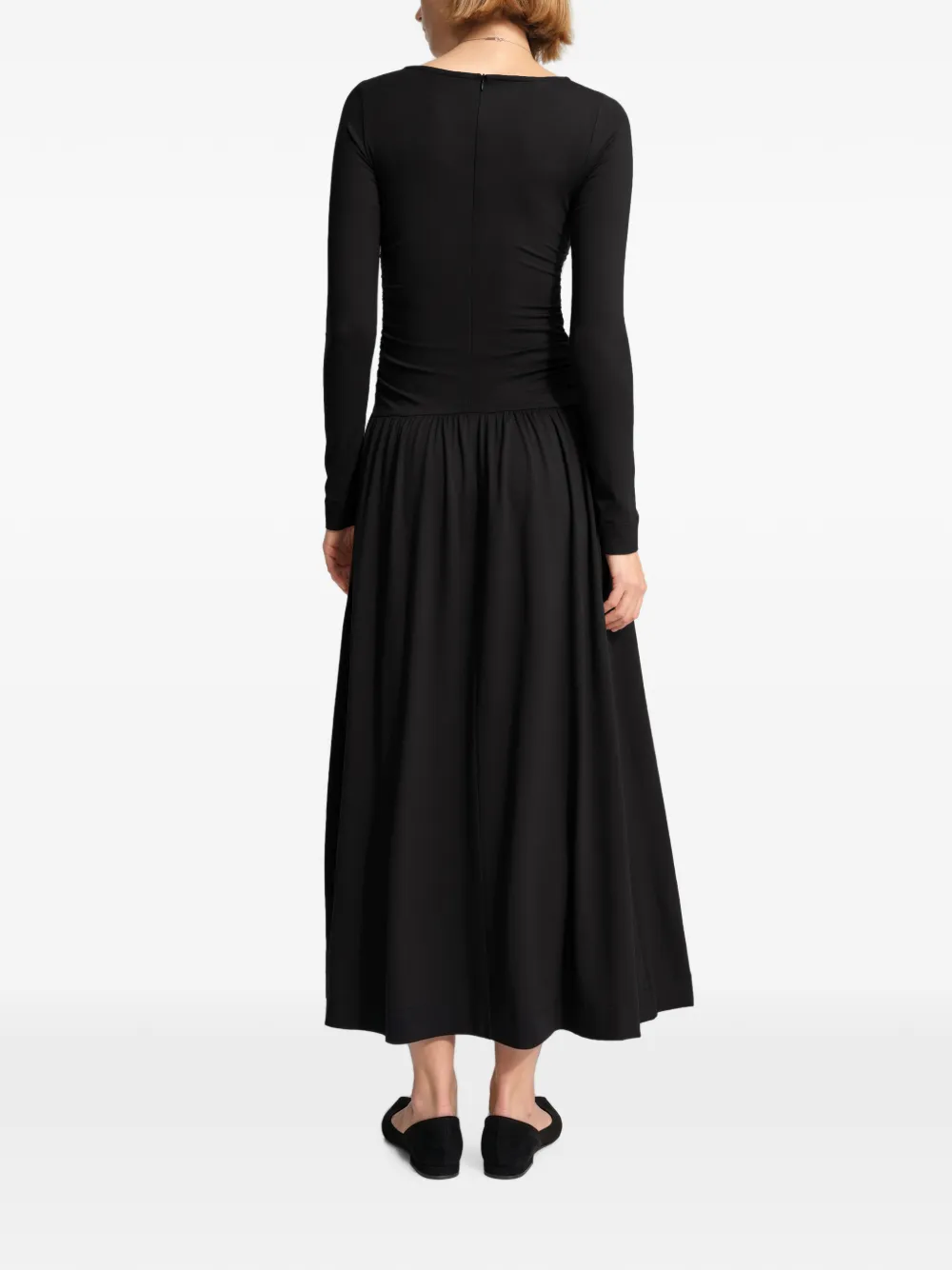 Marcella Lumi maxi-jurk met ruches Zwart