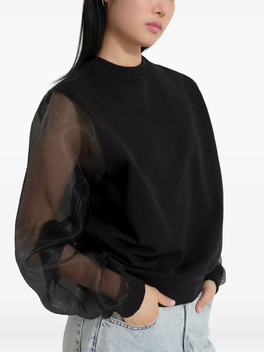Marcella Sweater met doorzichtig vlak Zwart