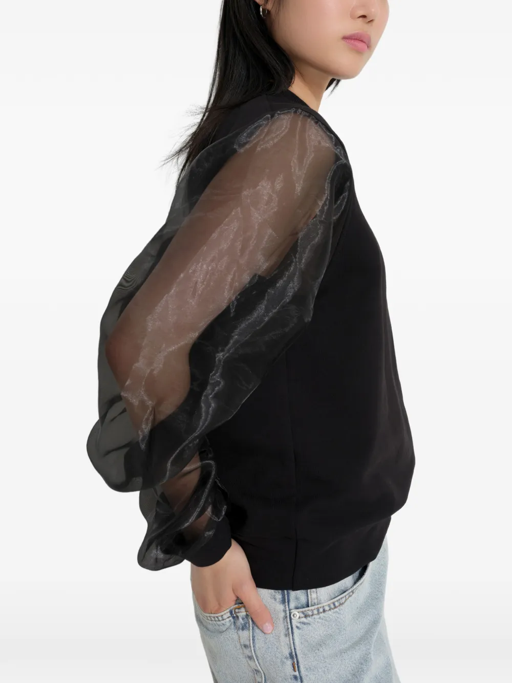 Marcella Sweater met doorzichtig vlak Zwart