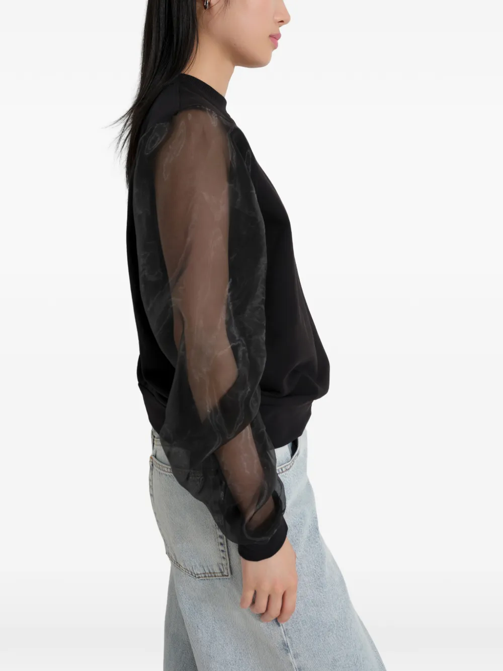 Marcella Sweater met doorzichtig vlak Zwart