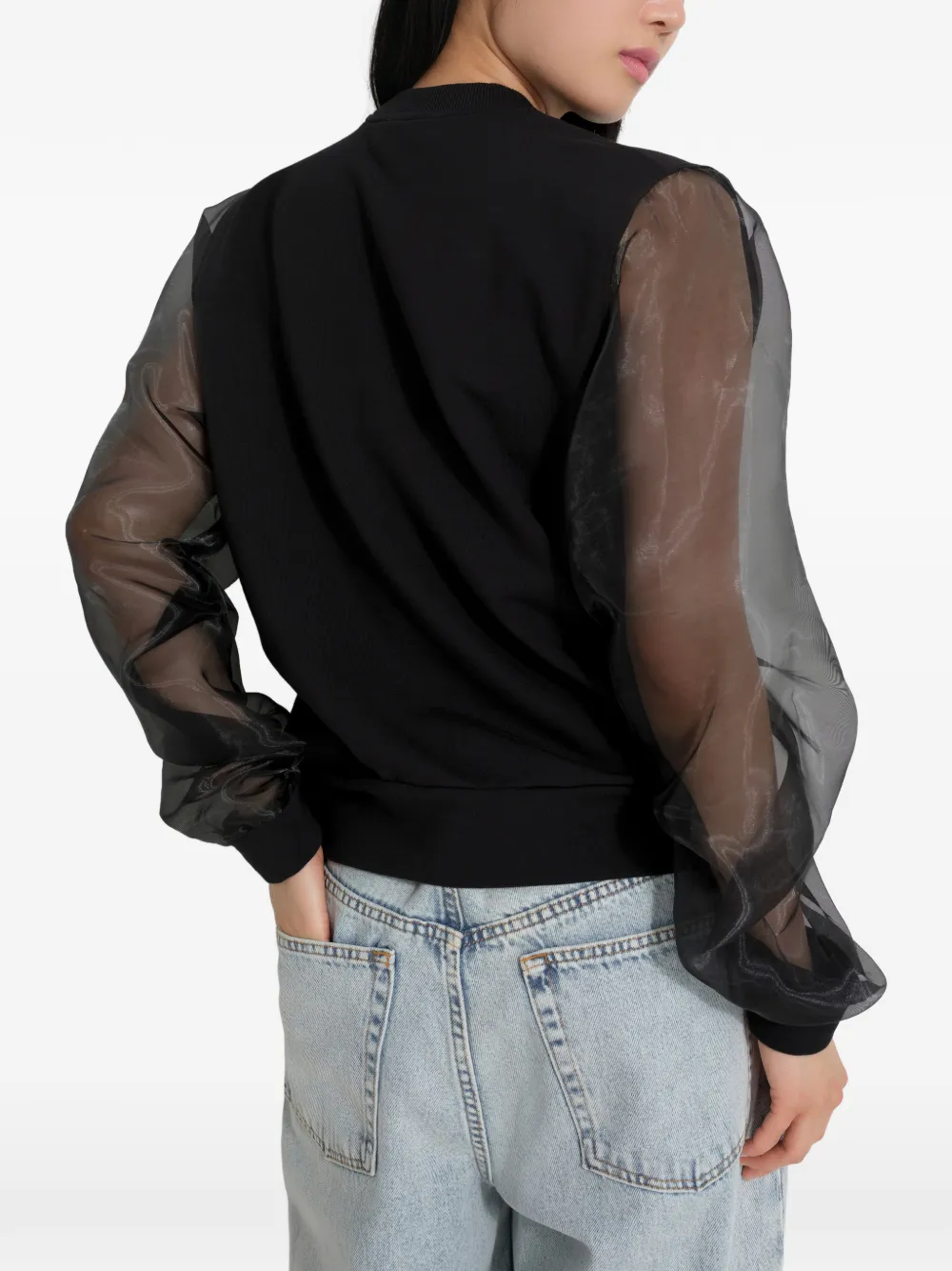 Marcella Sweater met doorzichtig vlak Zwart