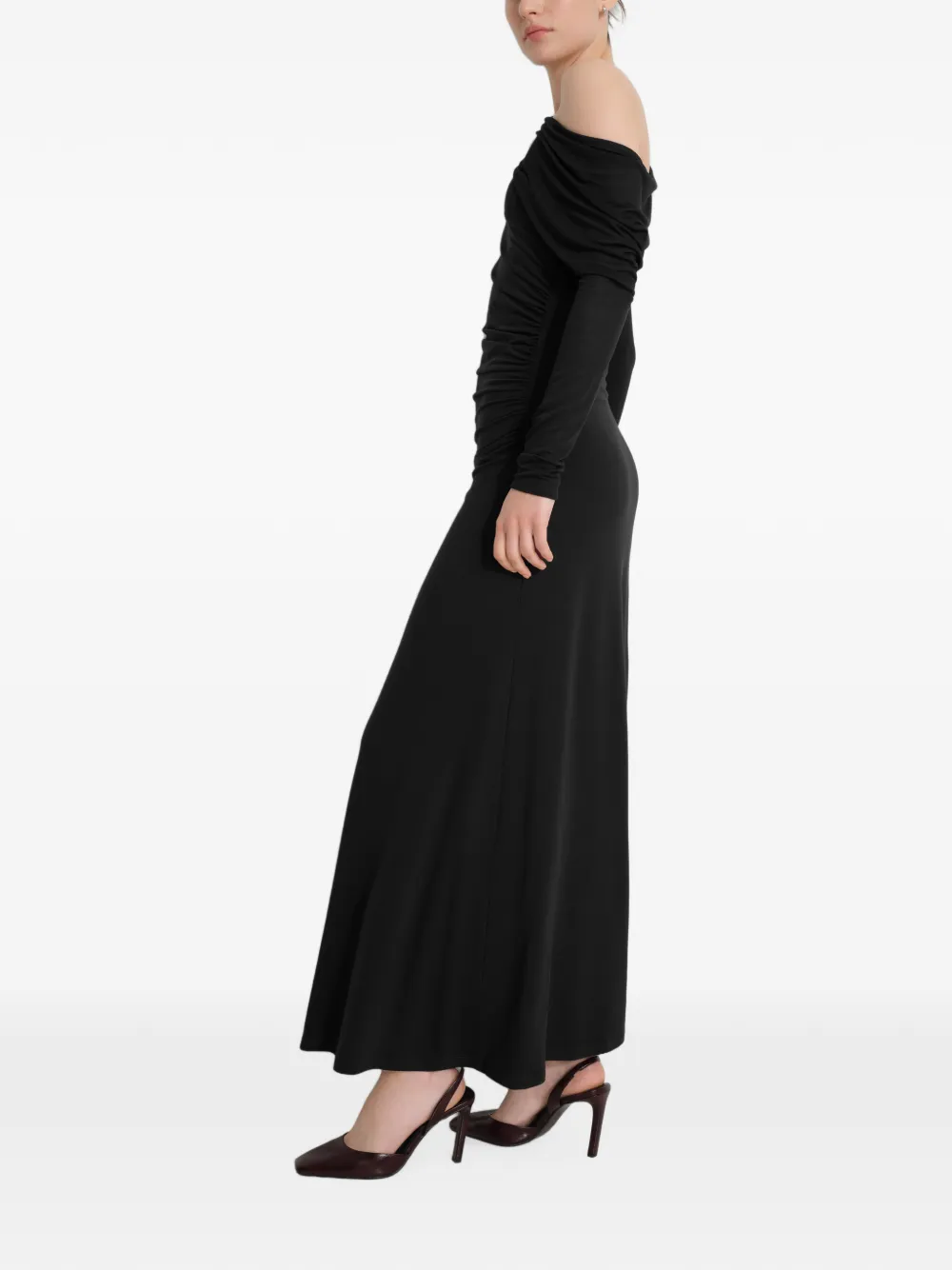 Marcella Ambrose maxi-jurk met ruches en lange mouwen Zwart