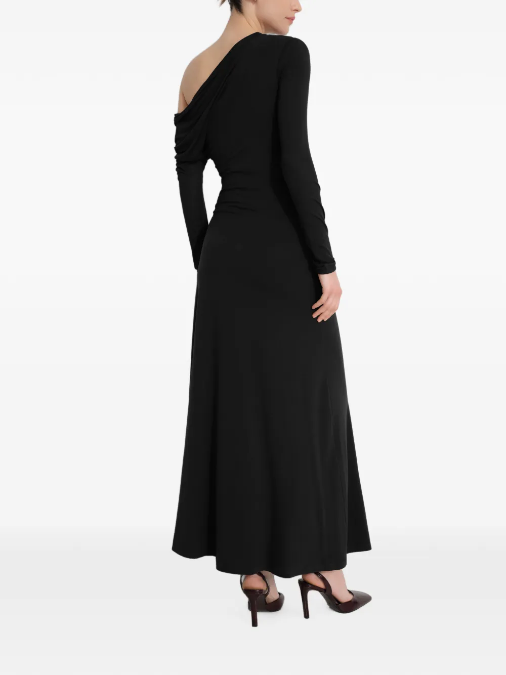 Marcella Ambrose maxi-jurk met ruches en lange mouwen Zwart