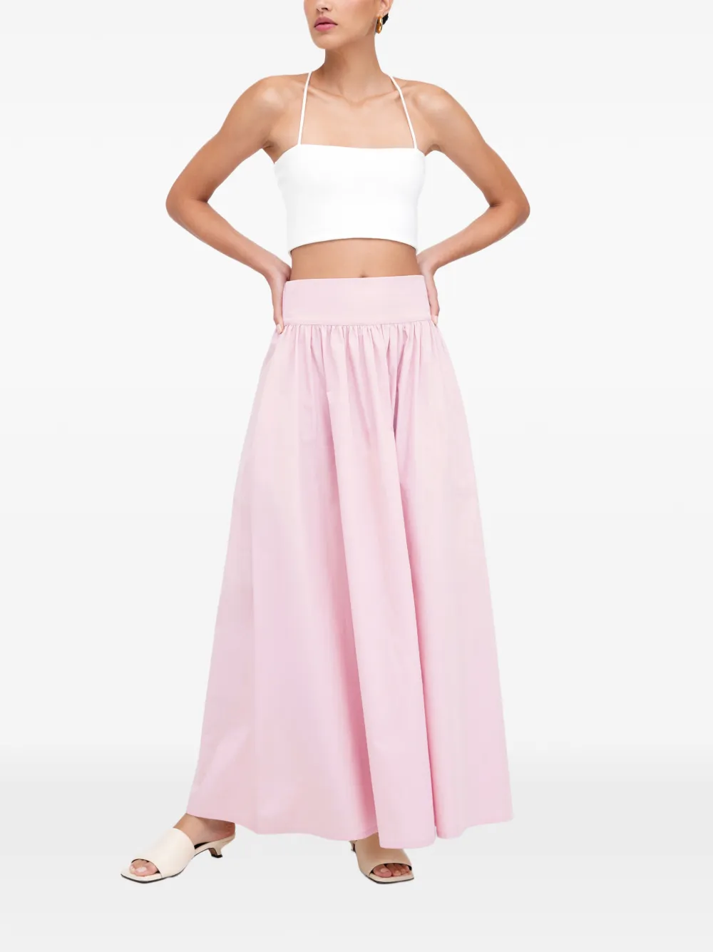 Marcella Raven maxi-rok met elastische tailleband Roze